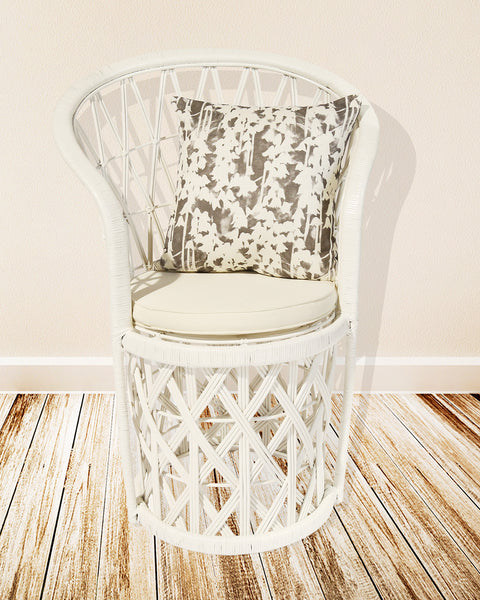 High Woven Back Chair in White