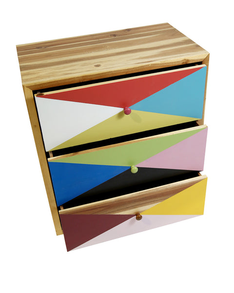 Muticolor Recycled Timber 3-Drawer Dresser