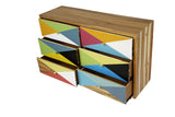 Muticolor Recycled Timber 6-Drawer Dresser