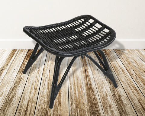 Rattan Footstool in Black