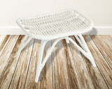 Rattan Footstool in White