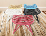 Rattan Footstool in White