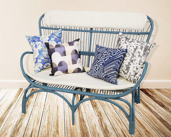 Rattan Lounge Loveseat in Ocean Blue